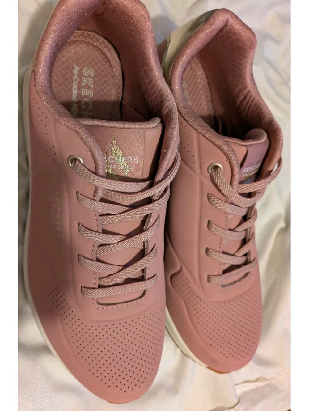 Skechers Street Uno Shimmer Away Women's Sneakers Sz 9 Rose Gold 155196 - Picture 4 of 5